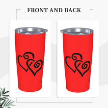 Load image into Gallery viewer, Ti Amo I love you - Exclusive Brand - Red - Double Black Heart - 20oz Stainless Steel Straw Lid Cup
