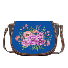 Load image into Gallery viewer, Ti Amo I love you - Exclusive Brand - Medium Electric Blue - Floral.Bouquet - Saddle Bag
