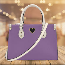 Load image into Gallery viewer, Ti Amo I love you - Exclusive Brand -Dark Lilac - Luxury Womens PU Tote Bag - Cream Straps
