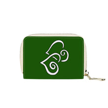 Load image into Gallery viewer, Ti Amo I love you - Exclusive Brand - Lincoln Green - Double White Heart - PU Leather - Zipper Card Holder
