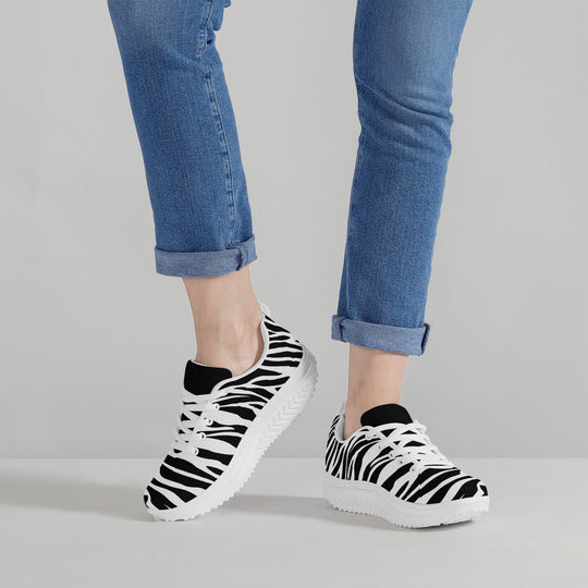 Ti Amo I love you - Exclusive Brand - Zebra - Black & White - Zebra - Women's Mesh Heightening Shaking Shoe