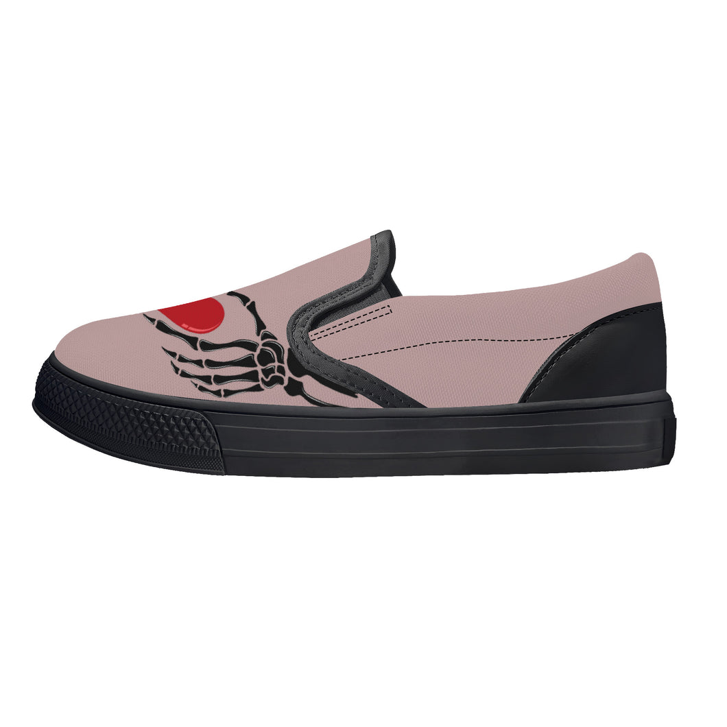 Ti Amo I love you - Exclusive Brand  - Thatch - Skeleton Hands with Heart  - Kids Slip-on shoes - Black Soles