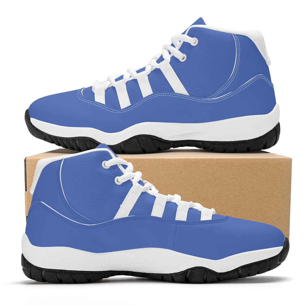 Ti Amo I love you - Exclusive Brand - San Marino Blue  - Double White Heart - High Top Air Retro Sneakers - White Laces