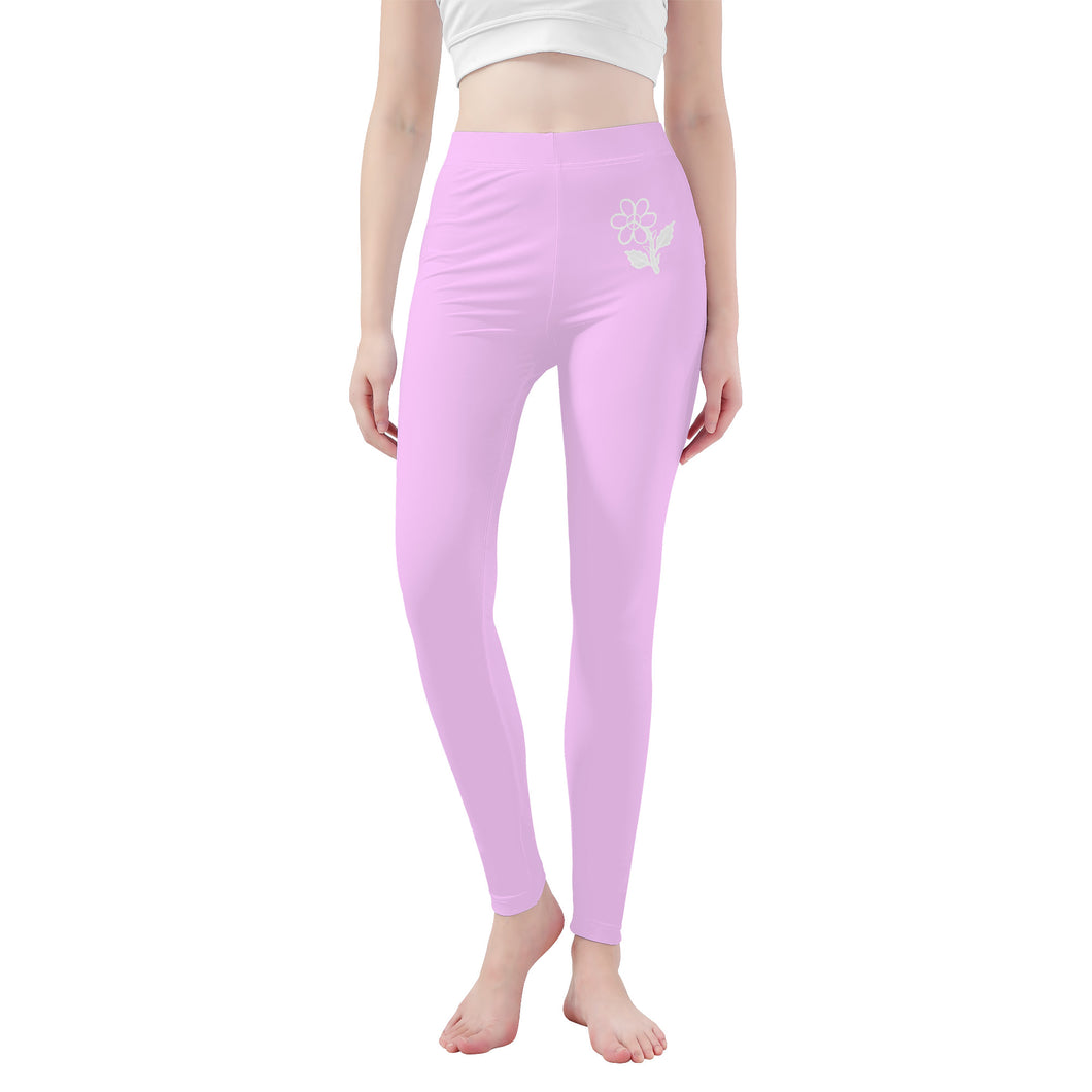 Ti Amo I love you - Exclusive Brand - Pastel Sugar Chic - White Daisy - Yoga Leggings - Sizes XS-3XL