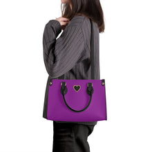 Load image into Gallery viewer, Ti Amo I love you - Exclusive Brand - Violet Eggplant - Luxury Womens PU Tote Bag - Black Straps
