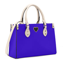 Load image into Gallery viewer, Ti Amo I love you - Exclusive Brand - Violet Blue - Luxury Womens PU Tote Bag - Cream Straps
