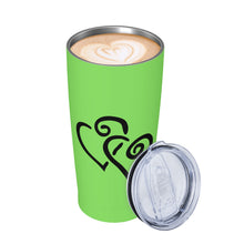 Load image into Gallery viewer, Ti Amo I love you - Exclusive Brand - Pastel Green - Double Black Heart - 20oz Stainless Steel Straw Lid Cup
