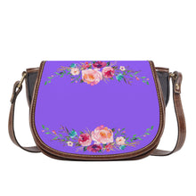 Load image into Gallery viewer, Ti Amo I love you - Exclusive Brand - Heliotrope 3 - Front &amp; Top Floral Swag-  Saddle Bag
