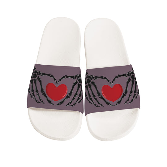 Ti Amo I love you - Exclusive Brand - Falcon - Skeleton Hands with Heart -  Slide Sandals - White Soles