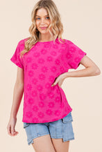 Load image into Gallery viewer, BOMBOM Textured Floral Pattern Short Sleeve T-Shirt
