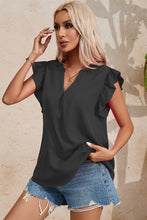 Load image into Gallery viewer, Ruffled Notched Cap Sleeve Blouse
