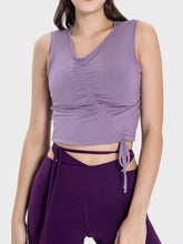 Load image into Gallery viewer, Drawstring Ruched Wide Strap Active Tank
