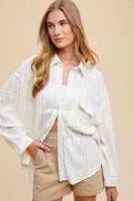 Load image into Gallery viewer, Annie Wear Openwork Button Down Drop Shoulder Shirt
