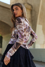 Load image into Gallery viewer, J.NNA Marble Design Long Sleeve Mesh Top
