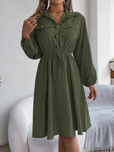 Load image into Gallery viewer, Collared Neck Long Sleeve Dress with Pockets
