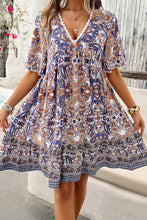 Load image into Gallery viewer, Printed V-Neck Half Sleeve Mini Dress
