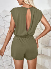 Load image into Gallery viewer, Cutout Round Neck Cap Sleeve Romper
