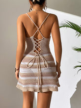 Load image into Gallery viewer, Cutout Striped Spaghetti Strap Cover Up Dress
