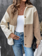 Load image into Gallery viewer, Perfee Color Block Collared Neck Long Sleeve Jacket
