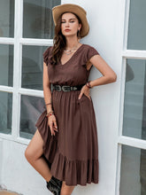 Load image into Gallery viewer, Plus Size Ruffled V-Neck Cap Sleeve Midi Dress
