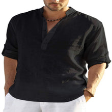 Load image into Gallery viewer, Men&#39;s Casual Cotton Linen Solid Color Long Sleeve Shirt

