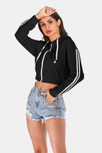 Load image into Gallery viewer, Side Stripe Drawstring Cropped Hooded Jacket
