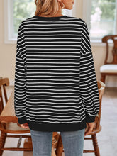 Load image into Gallery viewer, Lovelet Striped Round Neck Long Sleeve Sweatshirt
