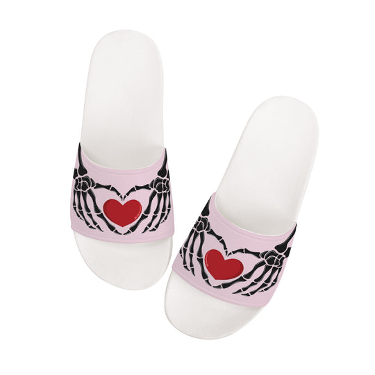 Ti Amo I love you - Exclusive Brand - We Peep - Skeleton Hands with Heart -  Slide Sandals - White Soles