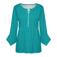 Load image into Gallery viewer, Ti Amo I love you- Exclusive Brand - Persian Green - Women&#39;s Ruffled Petal Sleeve Top
