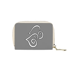 Load image into Gallery viewer, Ti Amo I love you - Exclusive Brand - Gray - Double White Heart -PU Leather -  Zipper Card Holder
