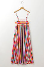 Load image into Gallery viewer, Multicolor Striped Thin Straps Smocked Back Boho Maxi Dress
