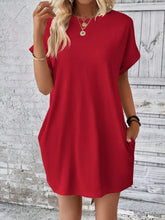 Load image into Gallery viewer, Pocketed Round Neck Short Sleeve Dress
