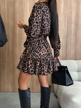 Load image into Gallery viewer, Tied Leopard Surplice Long Sleeve Dress
