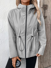 Load image into Gallery viewer, Drawstring Zip Up Hooded Jacket
