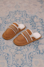 Load image into Gallery viewer, Gray Suede Wavy Striped Plush Lined Slippers
