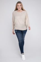 Load image into Gallery viewer, Plus Ribbed Batwing Long Sleeve Boat Neck Sweater
