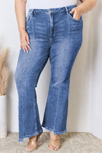 Load image into Gallery viewer, Blue Plus Size Exposed Seam High Waist Flare Jeans
