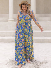 Load image into Gallery viewer, Plus Size Printed V-Neck Wide Leg Jumpsuit
