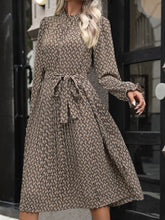 Load image into Gallery viewer, Perfee Printed Mock Neck Flounce Sleeve Dress
