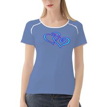 Load image into Gallery viewer, Ti Amo I love you - Exclusive Brand - Wild Blue Yonder 2- Double Cyan Heart - Women&#39;s T shirt
