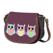 Load image into Gallery viewer, Ti Amo I love you - Exclusive Brand - Brownish Purple - 3 Owls -  Saddle Bag
