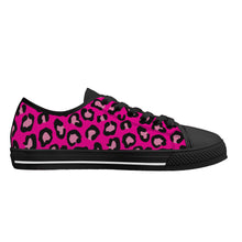 Load image into Gallery viewer, Ti Amo I love you - Exclusive Brand  - Hollywood Cerise Leopard  - Rubber Outsoles Low-Top Canvas Shoes - Black Soles
