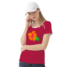 Load image into Gallery viewer, Ti Amo I love you - Exclusive Brand - Cardinal - Hawaiian Flower - Women&#39;s T shirt - Sizes XS-2XL
