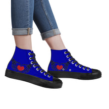 Load image into Gallery viewer, Ti Amo I love you - Exclusive Brand - Royal Blue - Skeleton Hands wit Heart - High Top Canvas Shoes - Black  Soles
