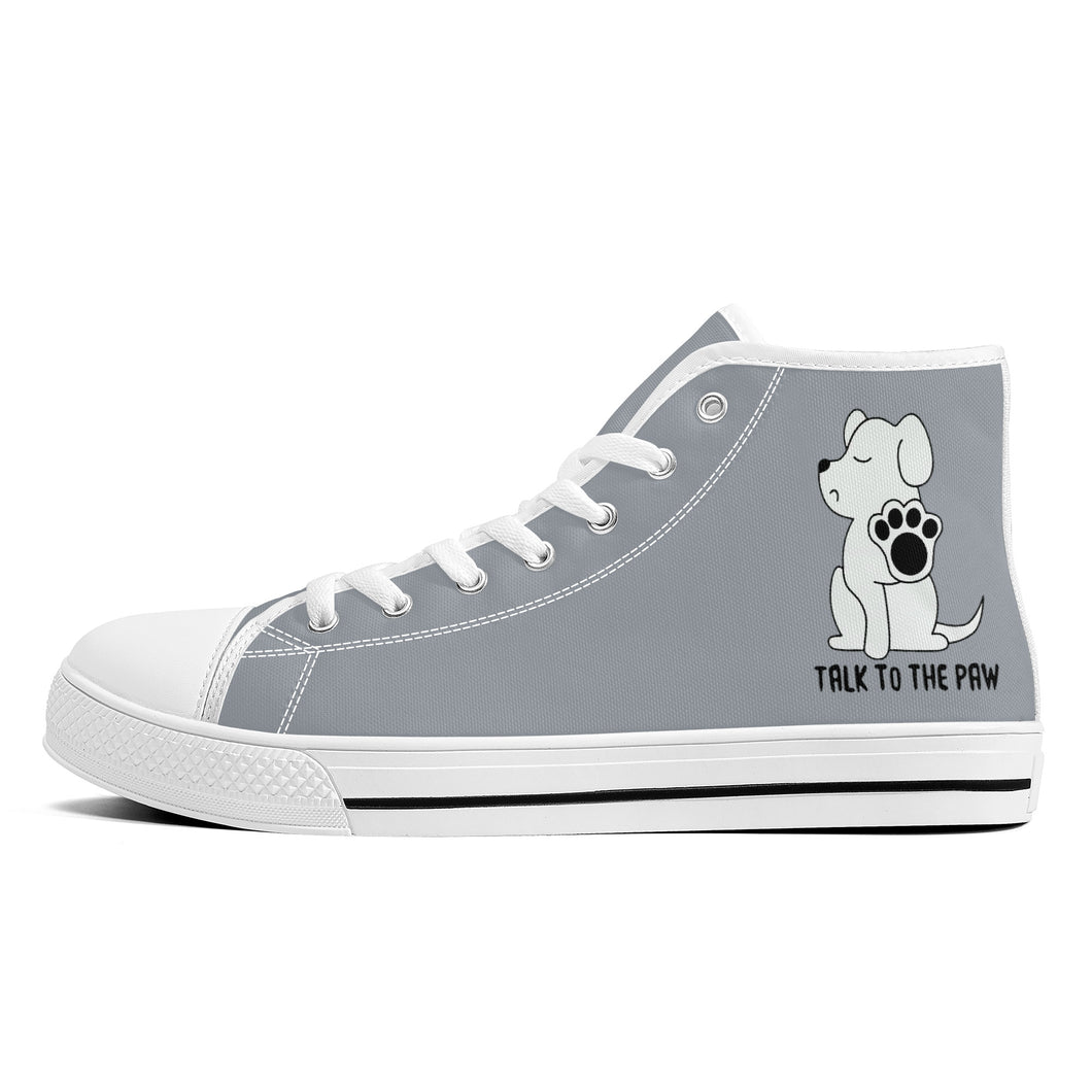 Ti Amo I love you  - Exclusive Brand - Gray Chateau - Talk to the Paw - High-Top Canvas Shoes - White