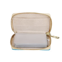 Load image into Gallery viewer, Ti Amo I love you - Exclusive Brand - Eastern Blue 2 - Double White Heart - Zipper Card Holder
