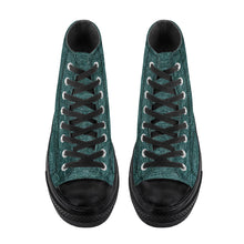 Load image into Gallery viewer, Ti Amo I love you - Exclusive Brand - Green Denim - High Top Canvas Shoes - Black  Soles
