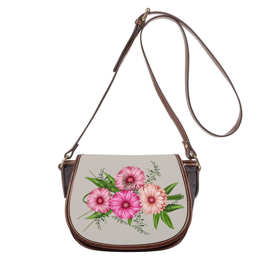 Ti Amo I love you - Exclusive Brand - Swirl - Pink Floral - Saddle Bag