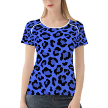 Load image into Gallery viewer, TI Amo I love you - Exclusive Brand - Blueberry 2 with Obscure Royal Blue Leopard Spots - Women&#39;s T shirt
