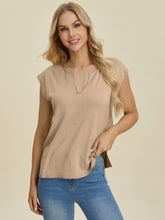 Load image into Gallery viewer, Double Take Full Size Notched Cap Sleeve Knit Top
